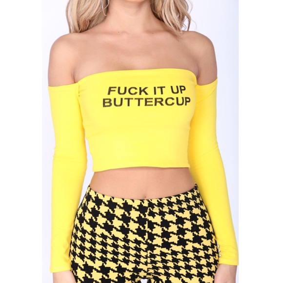 Fashion Nova Tops - Hey Buttercup Off Shoulder Crop Top